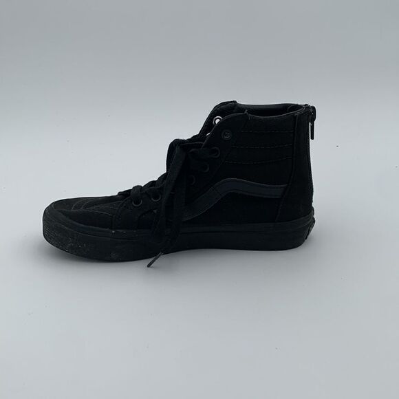 Vans high top lace up black monochromatic sneakers, boys size 3 - Picture 3 of 12